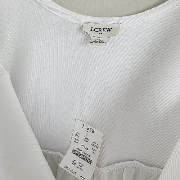 J. Crew Tiered Knit Mixy Midi Dress in White - NWT Cotton Pockets Medium Petite - Picture 10 of 13